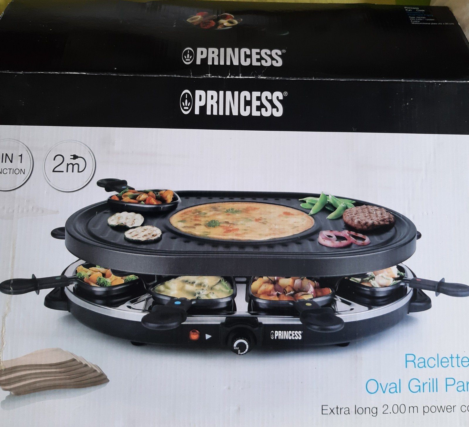 Princess Raclette 8 Oval Grill Party - Nieuw in doos, Witgoed en Apparatuur, Gourmetstellen, Ophalen of Verzenden, Nieuw, 4 t/m 7 personen