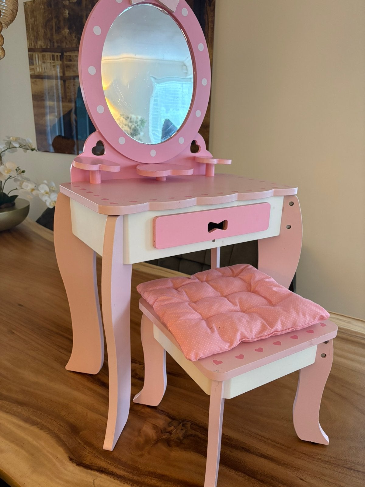 Kinder makeup tafel roze, Ophalen of Verzenden, Zo goed als nieuw, 50 tot 100 cm, Minder dan 100 cm