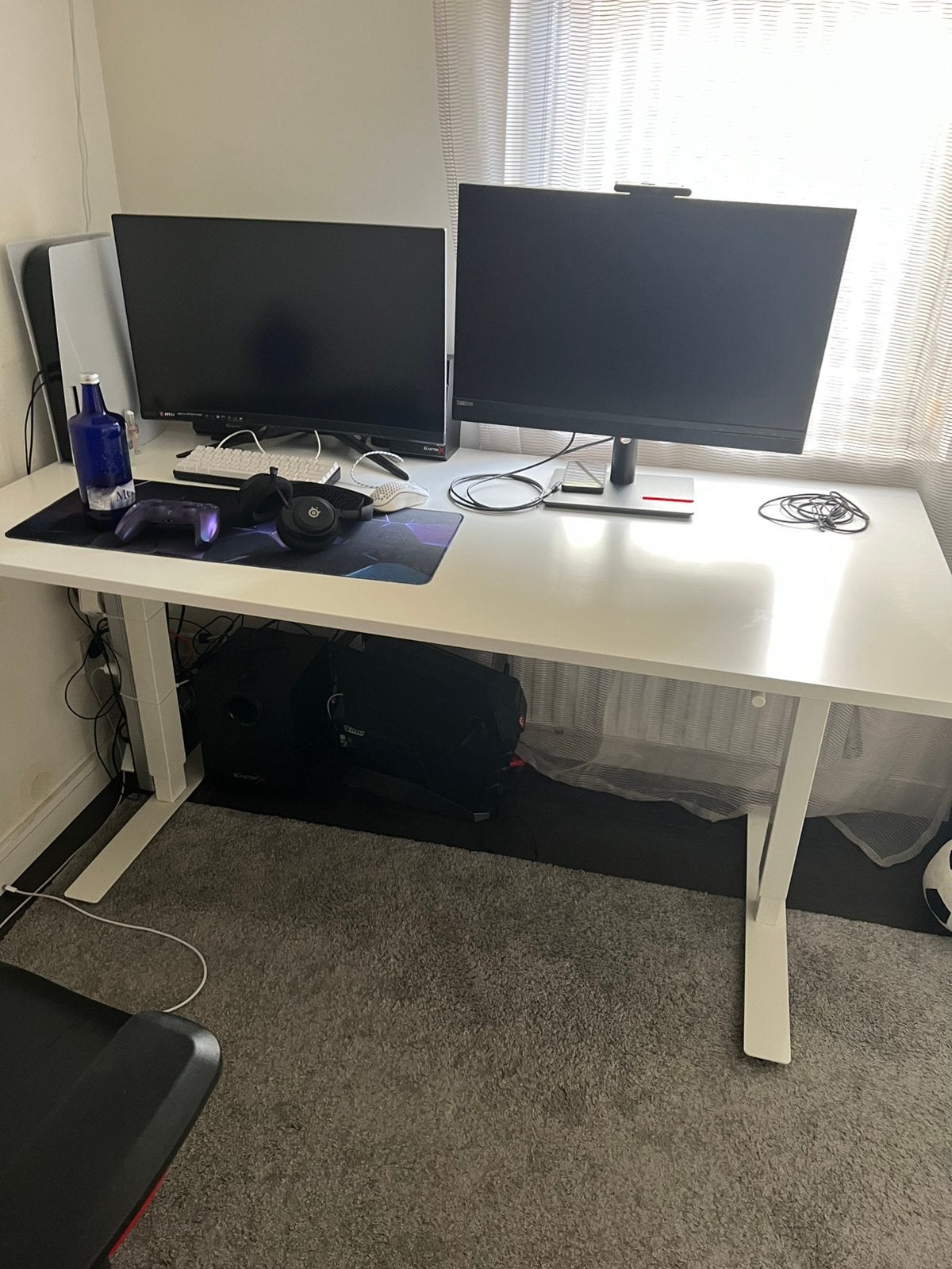 Stevige Ikea bureau in hoogte verstelbaar 180x80, Ophalen, In hoogte verstelbaar, Zo goed als nieuw