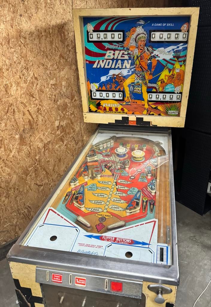 Flipperkast Gottlieb Big Indian, Ophalen, Gebruikt, Mechanisch, Gottlieb