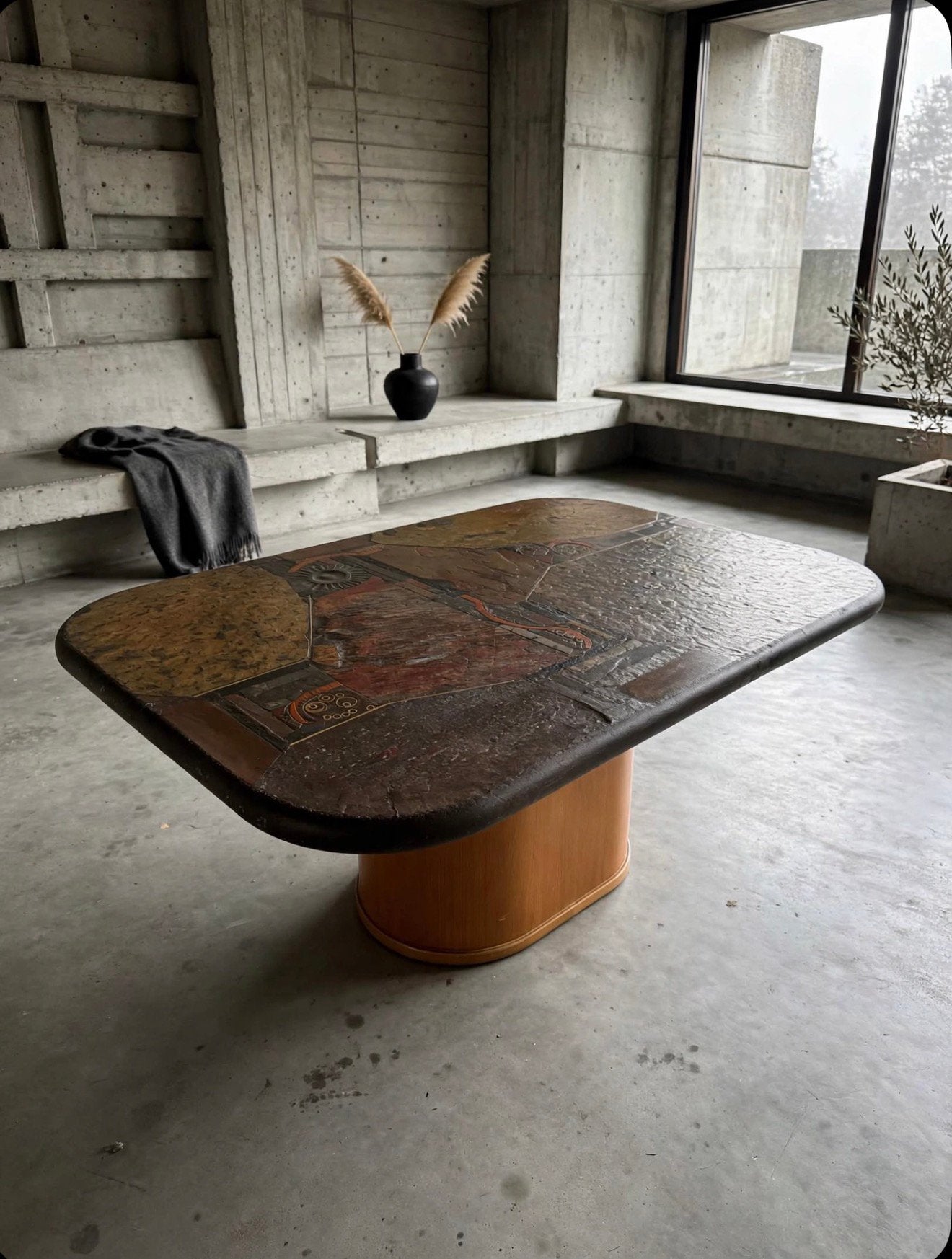BrutalistischeKunst Salontafel van M. Kingma Gesigneerd 1988, 100 tot 150 cm, Zo goed als nieuw, Rechthoekig, 50 tot 100 cm