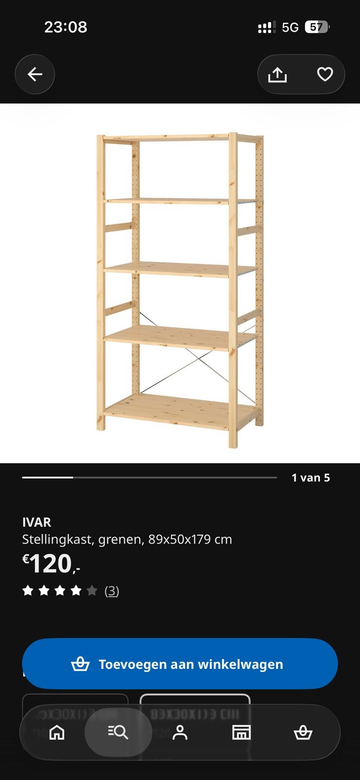 Ivar stellage kast stellingkast, Ophalen, 30 cm of meer, Gebruikt, Overige typen