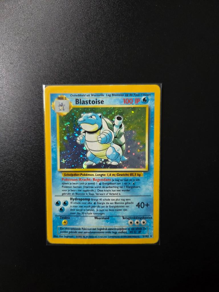 Blastoise Pokemon  Base Holo dutch played, Ophalen of Verzenden, Gebruikt, Booster, Foil
