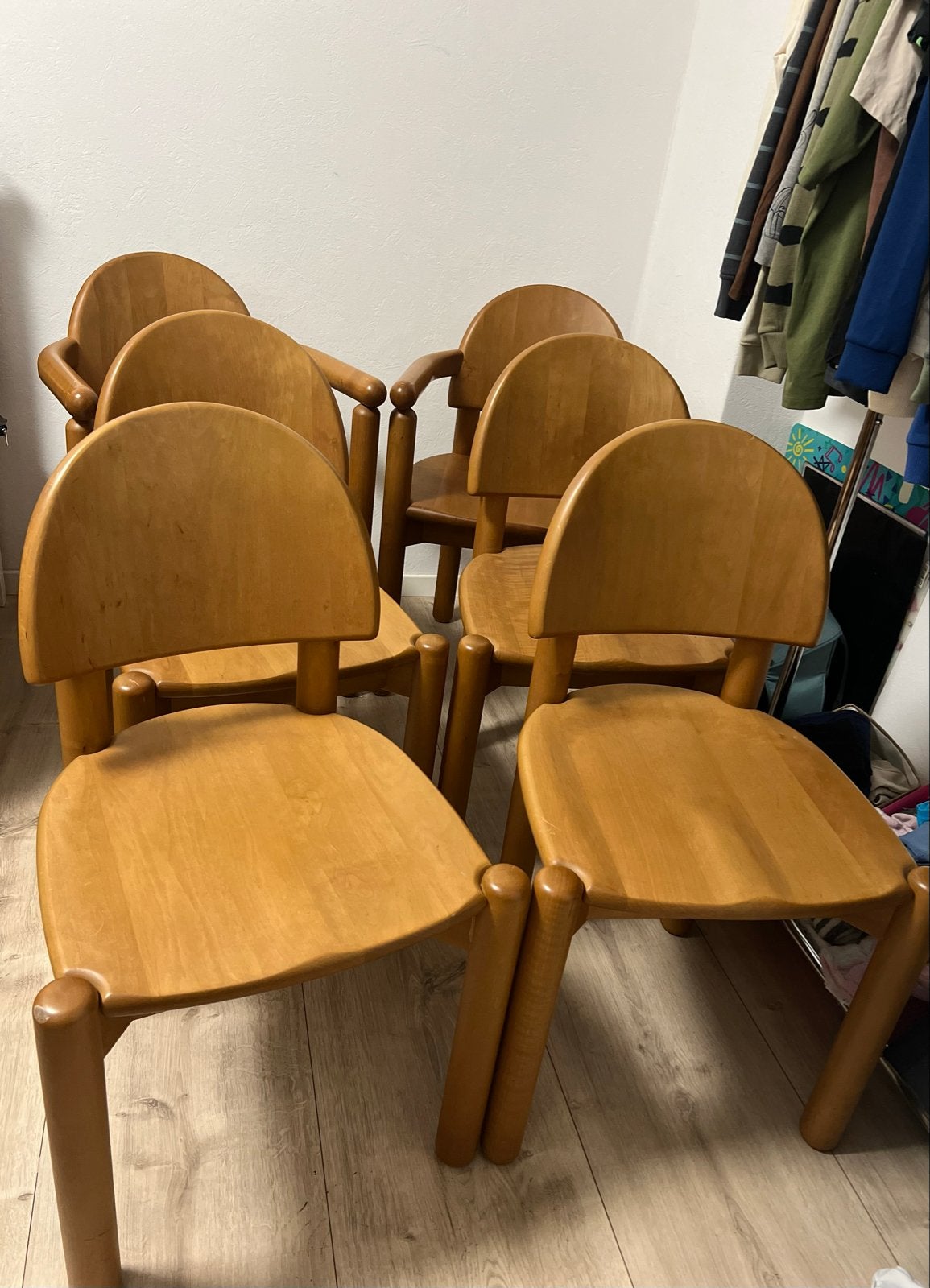 Set of 6 Vintage Rainer Daumiller Dining Chairs, Ophalen, Gebruikt, Overige kleuren, Vintage mid century brutalisme