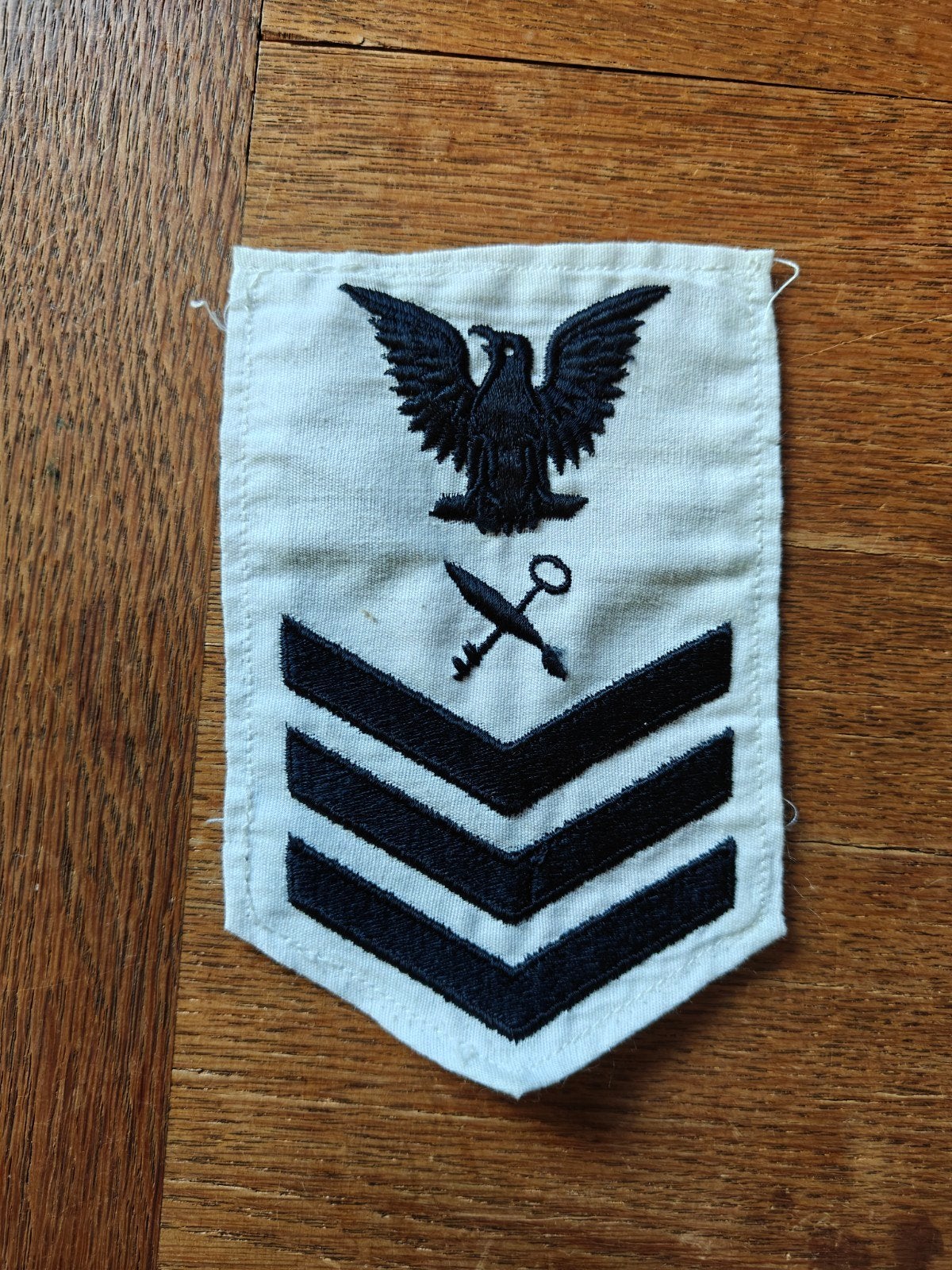 Navy rang patch wit 18, Ophalen of Verzenden, Marine, Amerika, Embleem of Badge