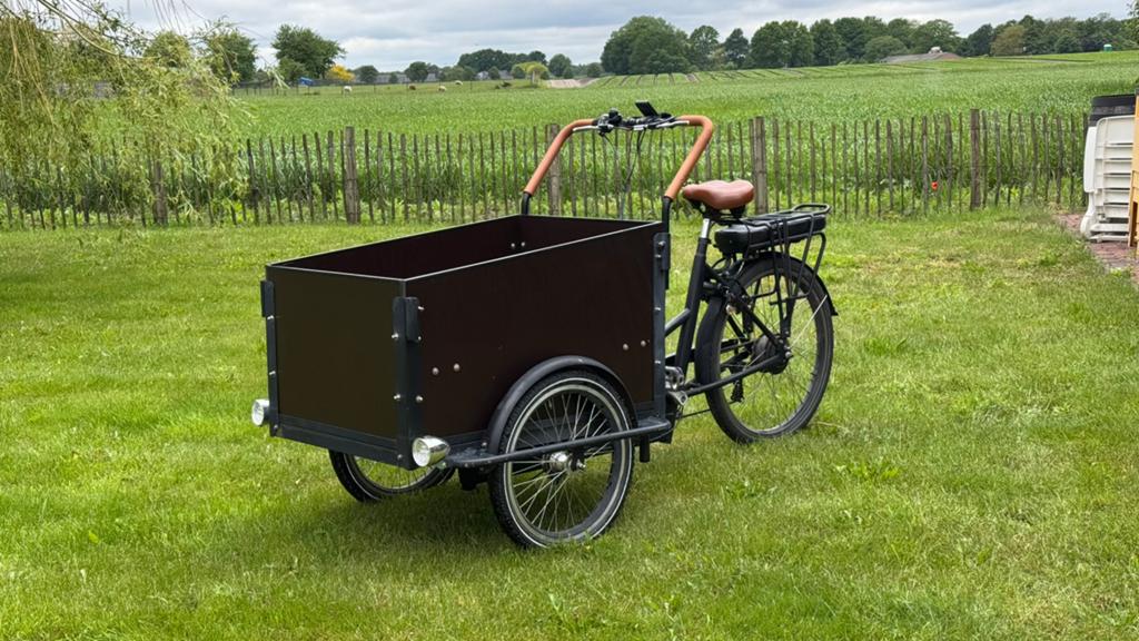 Troy elektrische bakfiets - nieuwe accu, nieuwe bak + zadel, 4 kinderen of meer, Velgrem, Elektrisch, Zo goed als nieuw
