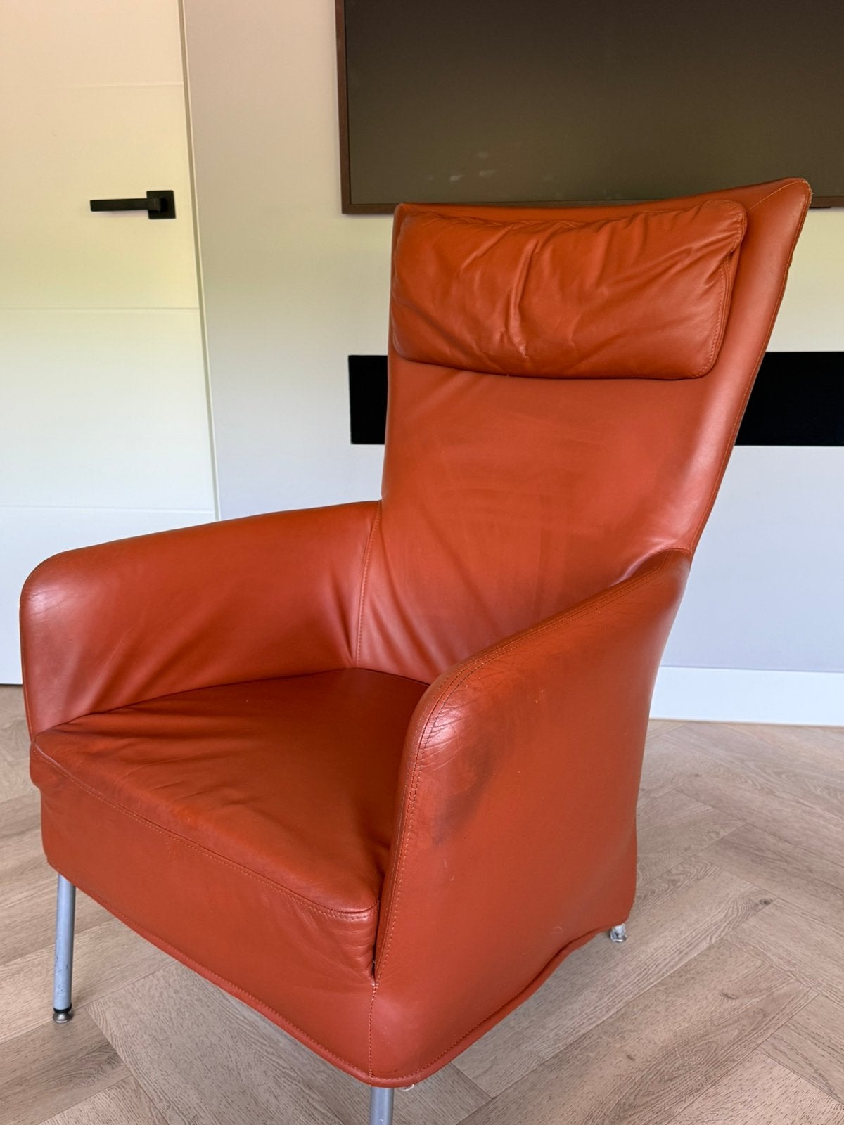 Luxe lederen fauteuil – Cognac/Bruin – Eijerkamp kwaliteit, Ophalen, Zo goed als nieuw, 75 tot 100 cm, Leer