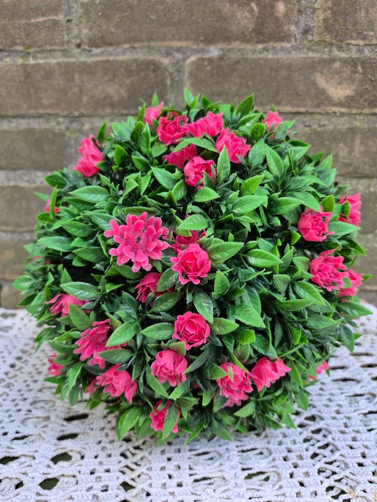 Decoratieve nep/kunst bol met roze bloemen, Meerkleurig, Overige stijlen, Kunststof, Ophalen of Verzenden