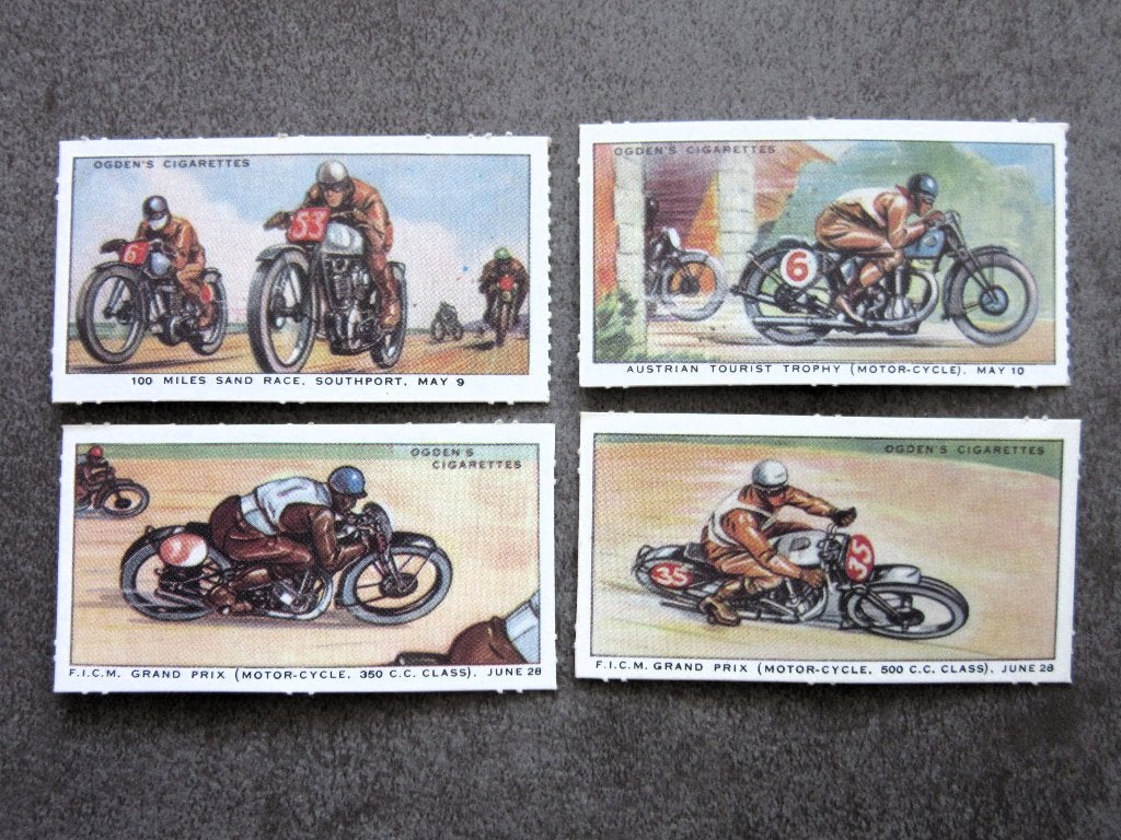 16 verzamelplaatjes Ogden's motor races - Ogden cigarettes, Ophalen of Verzenden, Motoren