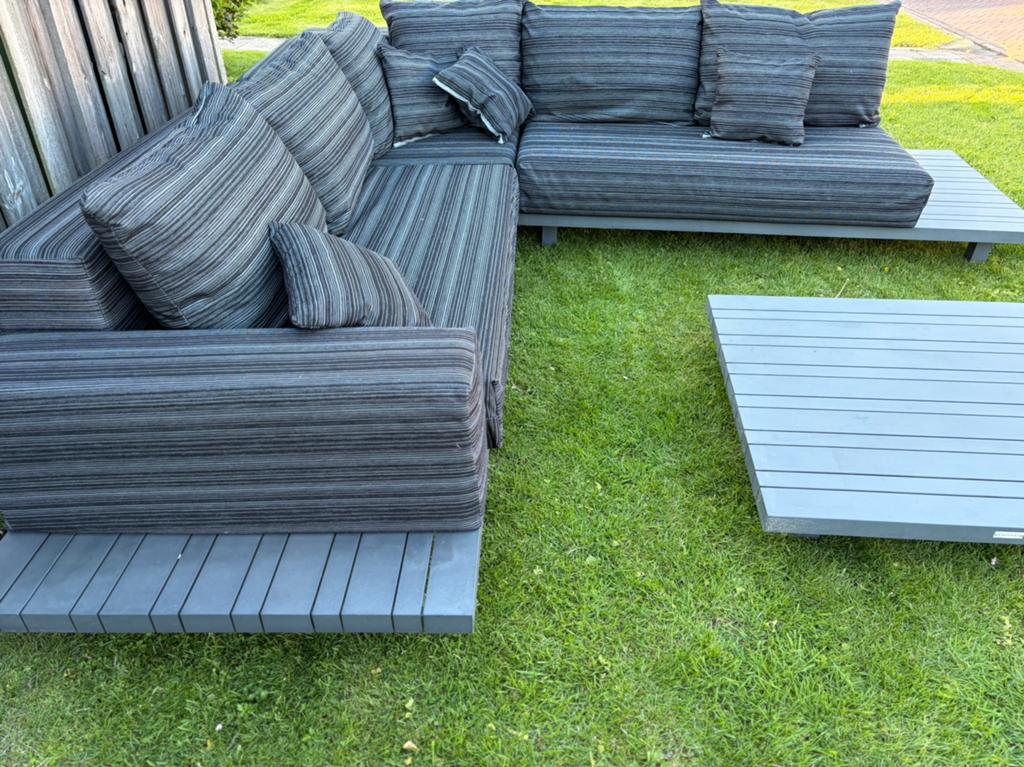 Luxe loungeset loungebank ven merk Exaton met nieuwe kussens, Tuin en Terras, Tuinsets en Loungesets, Aluminium, Ophalen of Verzenden