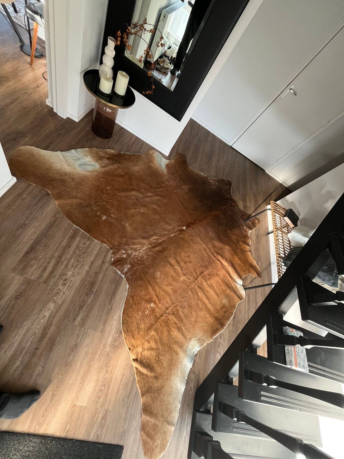 Grote bruine leren koeienhuid, Bruin, 200 cm of meer, Ophalen of Verzenden, Zo goed als nieuw