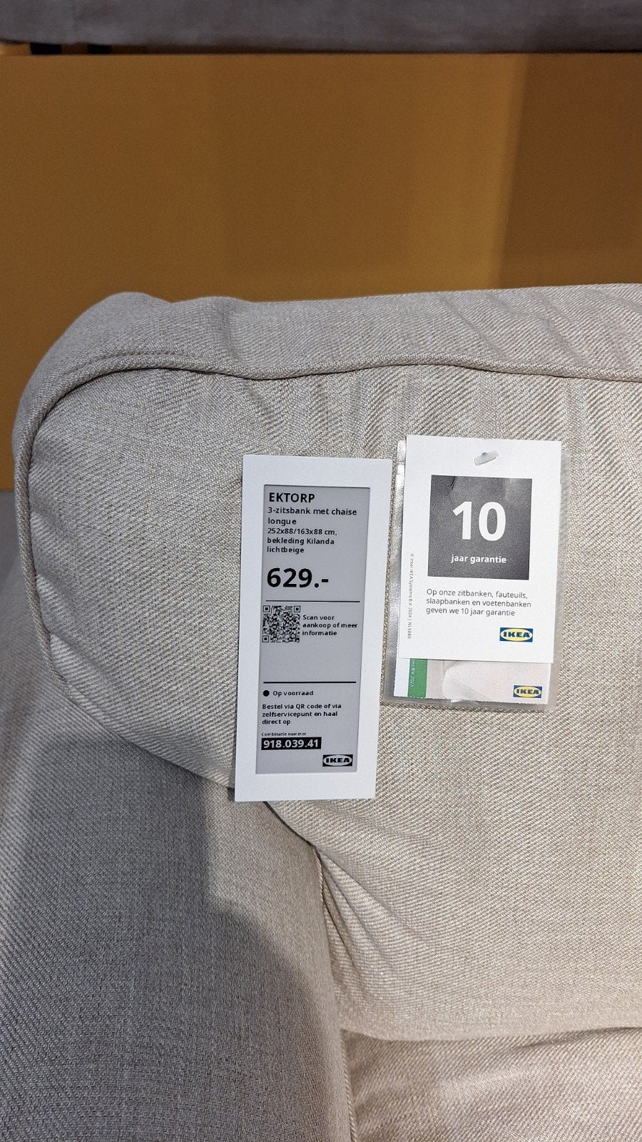 IKEA Ektorp 3-zitsbank met chaise longue - Zo goed als nieuw, Huis en Inrichting, Banken | Bankstellen, Ophalen, 125 tot 150 cm