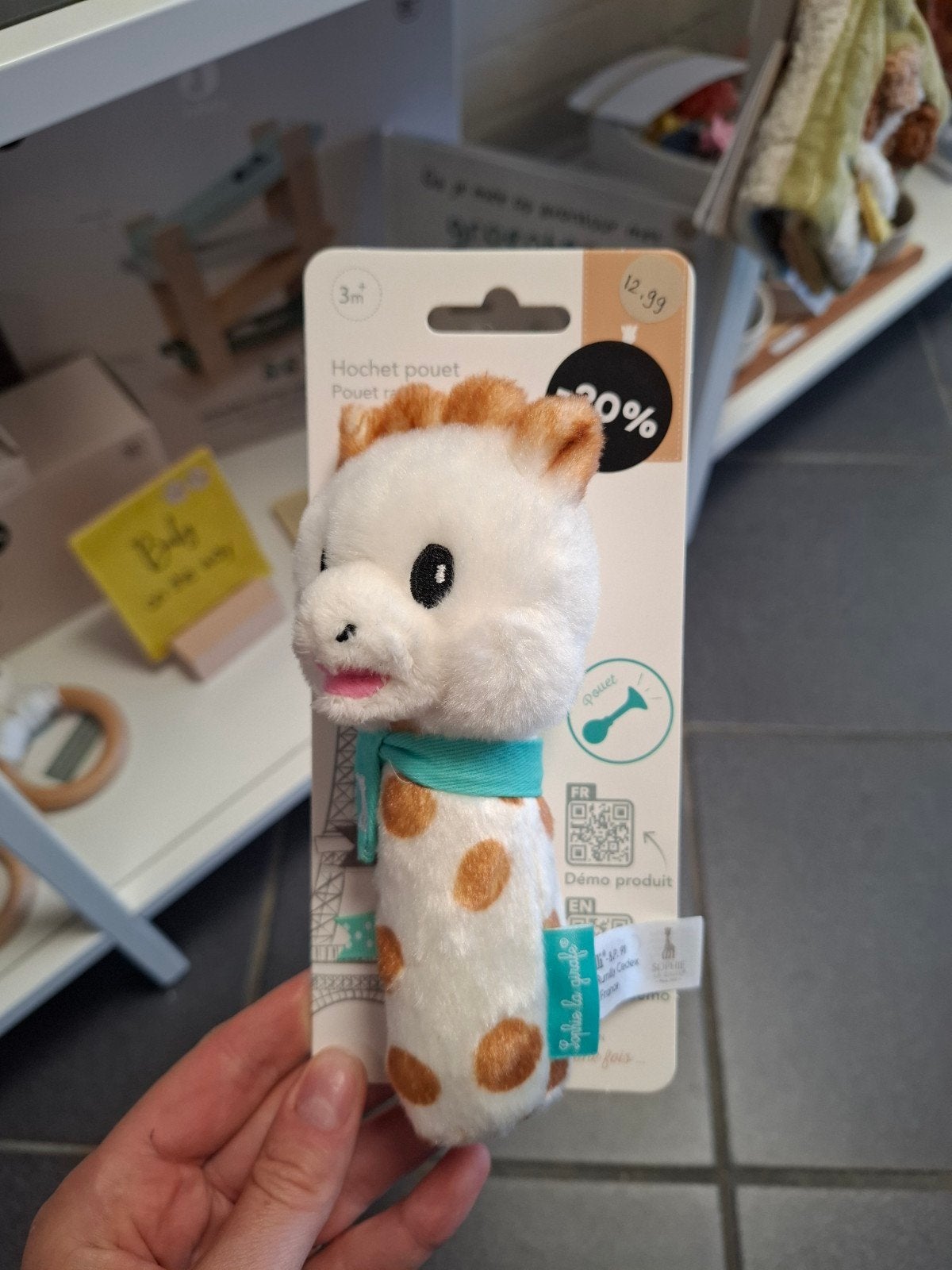 Sophie de giraf – pluche knijprammelaar, Ophalen of Verzenden, Nieuw, Rammelaar, Met geluid