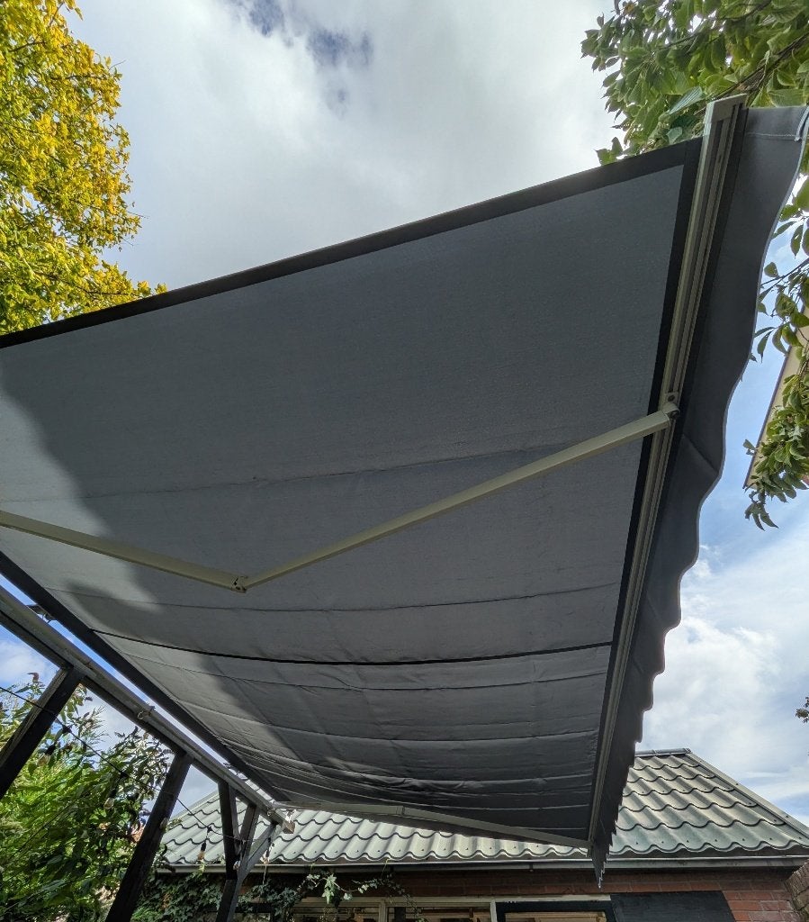 Net zonnescherm nieuw antraciet doek, Ophalen, Nieuw, 150 tot 300 cm, 250 cm tot 450 cm