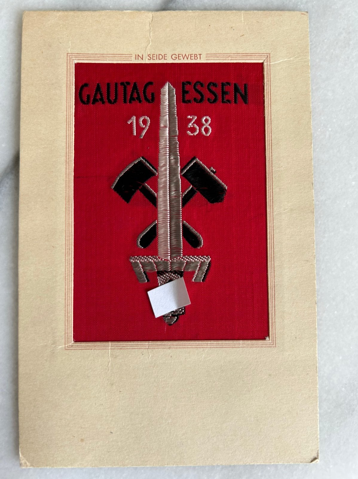 Wo2: ak Gautag Essen 1938 NSDAP zijde seide gewebt, Verzamelen, Militaria | Tweede Wereldoorlog, Foto of Poster, Nederland, Ophalen of Verzenden