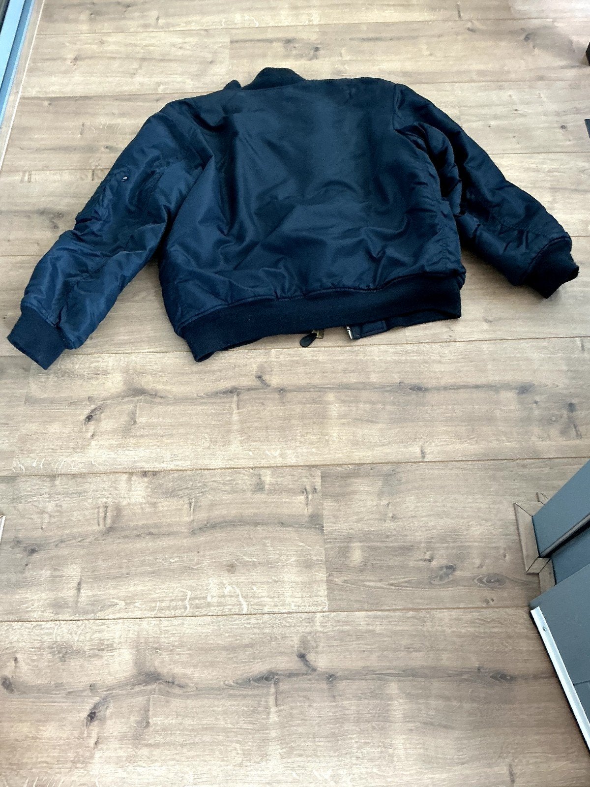 Donkerblauwe bomberjack met oranje voering, Kleding | Heren, Onbekend, Ophalen of Verzenden, Zo goed als nieuw, Maat 48/50 (M)