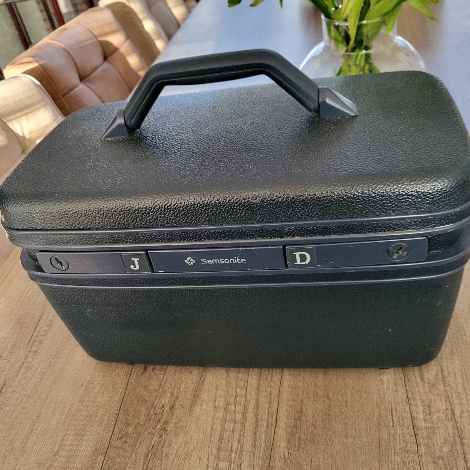 Vintage Samsonite Beautycase - Donkerblauw, Gebruikt, Blauw, Ophalen of Verzenden, Met spiegeltje(s)
