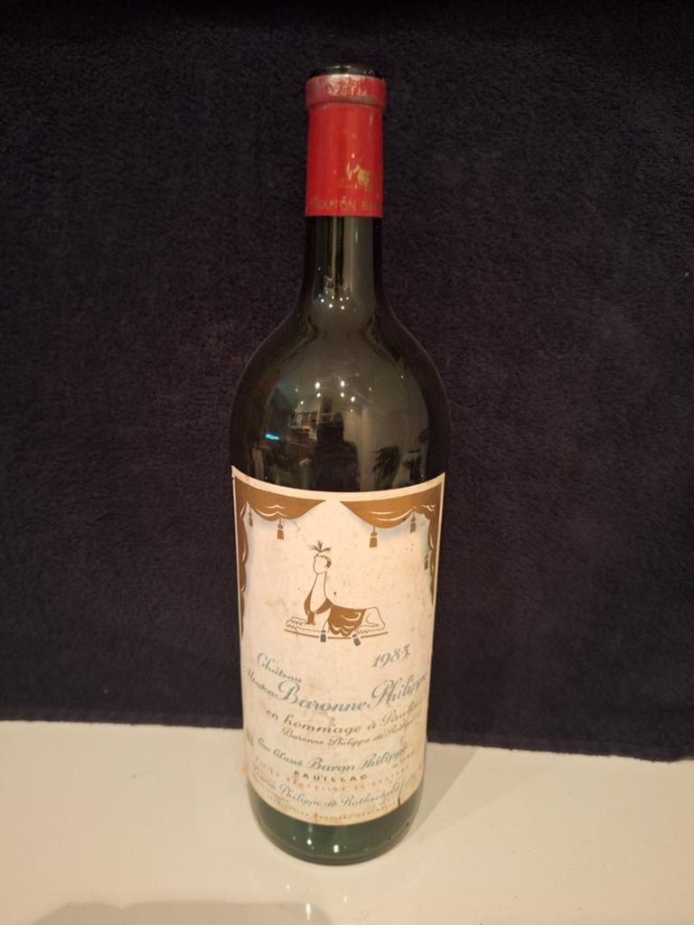 Lege fles Chateau Mouton Baronne Philippe 1983, Ophalen of Verzenden