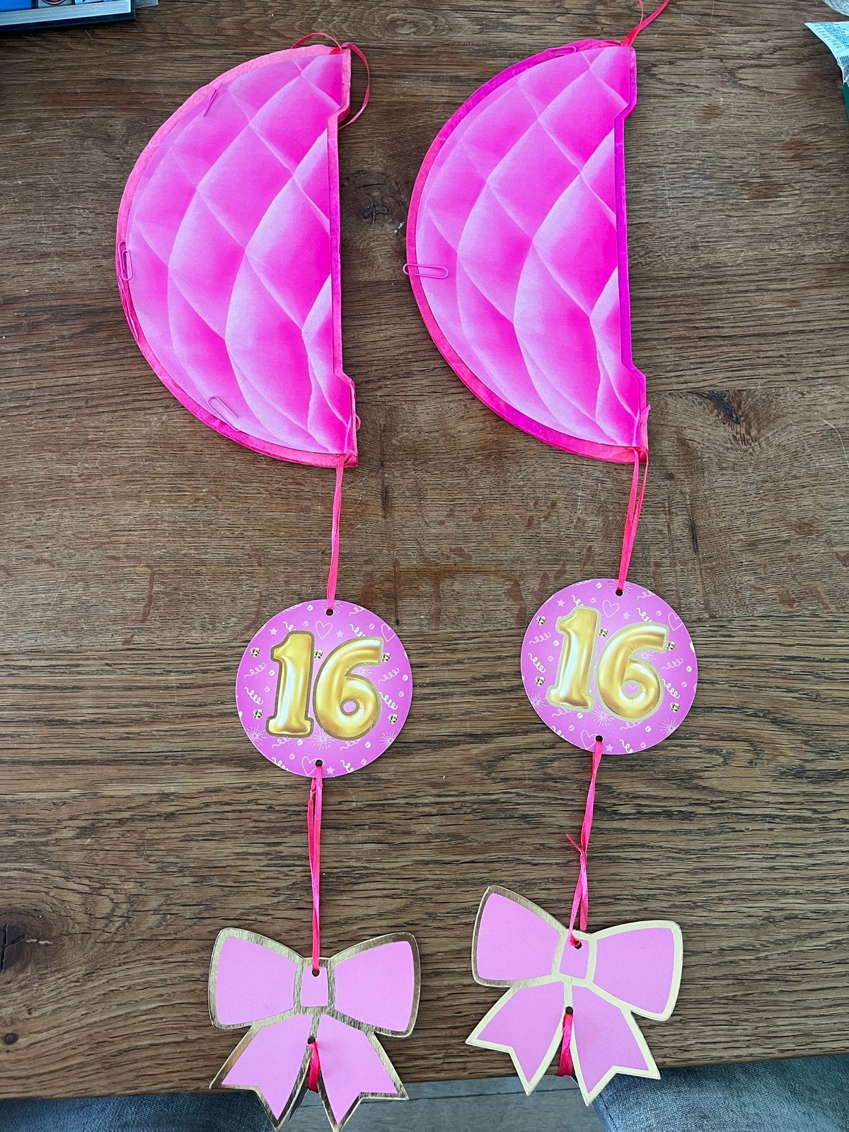 Sweet 16 Feestdecoratie Set - Roze & Goud, Ophalen of Verzenden, Zo goed als nieuw, Versiering, Verjaardag