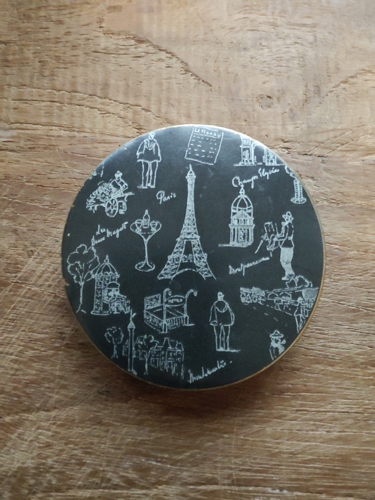 Vintage Stratton poederdoosje met Parijs-thema, Ophalen of Verzenden