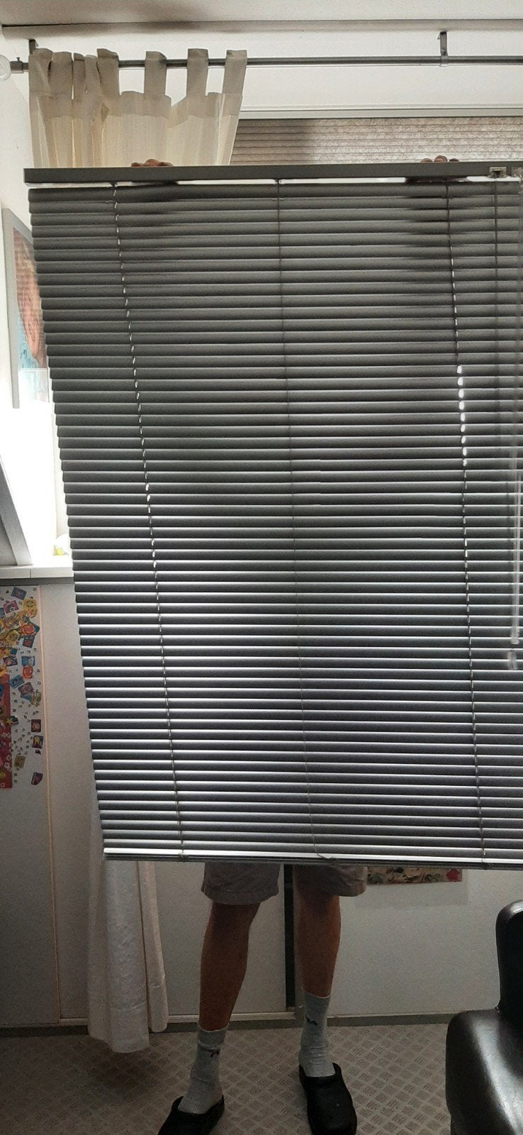 Te koop zilverkleurige luxaflex., Luxaflex, Ophalen