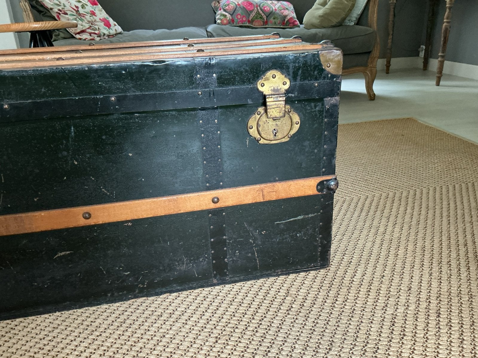 Oude brocante scheepskist, Ophalen, Zo goed als nieuw, 50 – 75