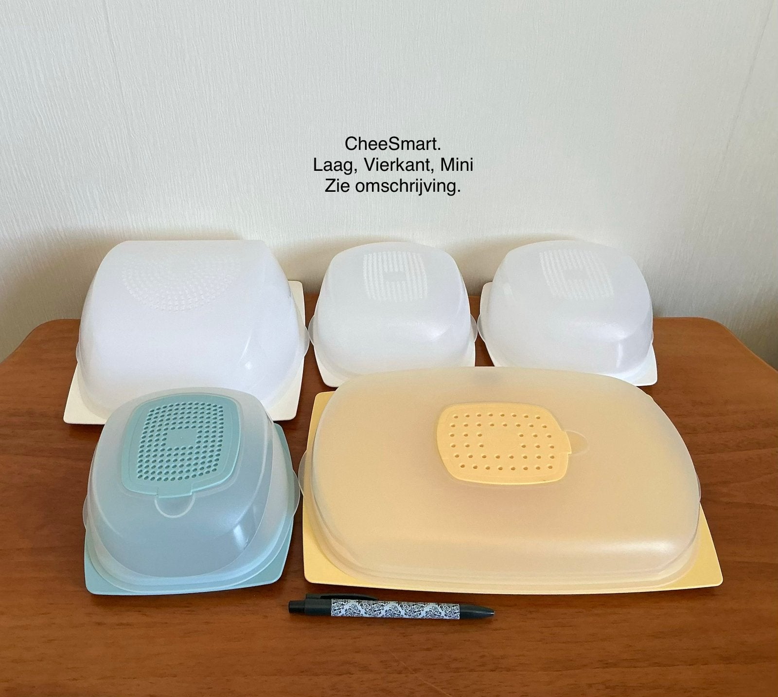 Tupperware 5 x CheeSmart Kaasdozen Laag, Vierkant , Mini., Ophalen of Verzenden, Zo goed als nieuw, Blauw