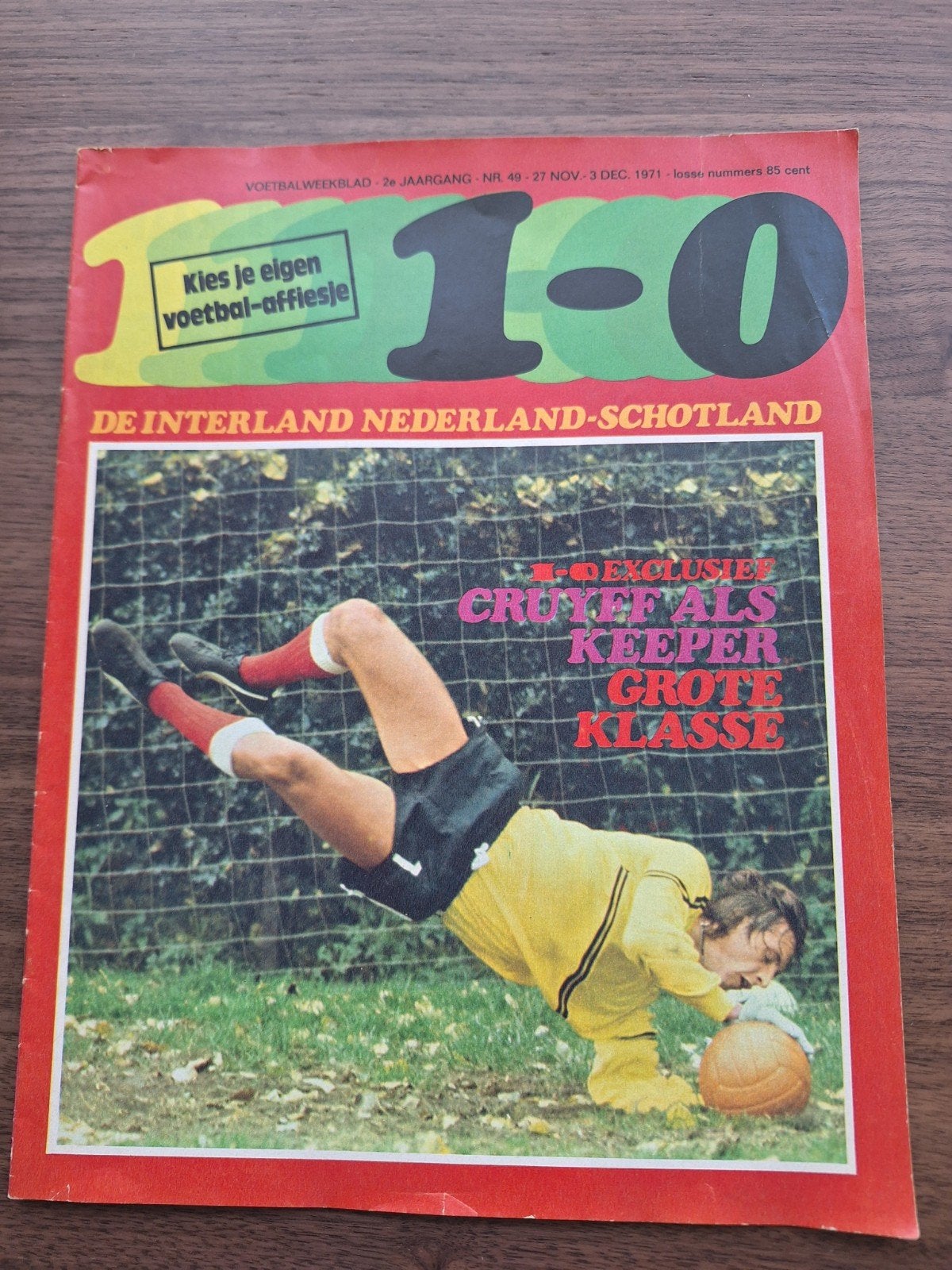 Voetbalweekblad 1-0: Cruijff als keeper (3 dec 1971), Verzenden, Gebruikt, Ajax, Boek of Tijdschrift