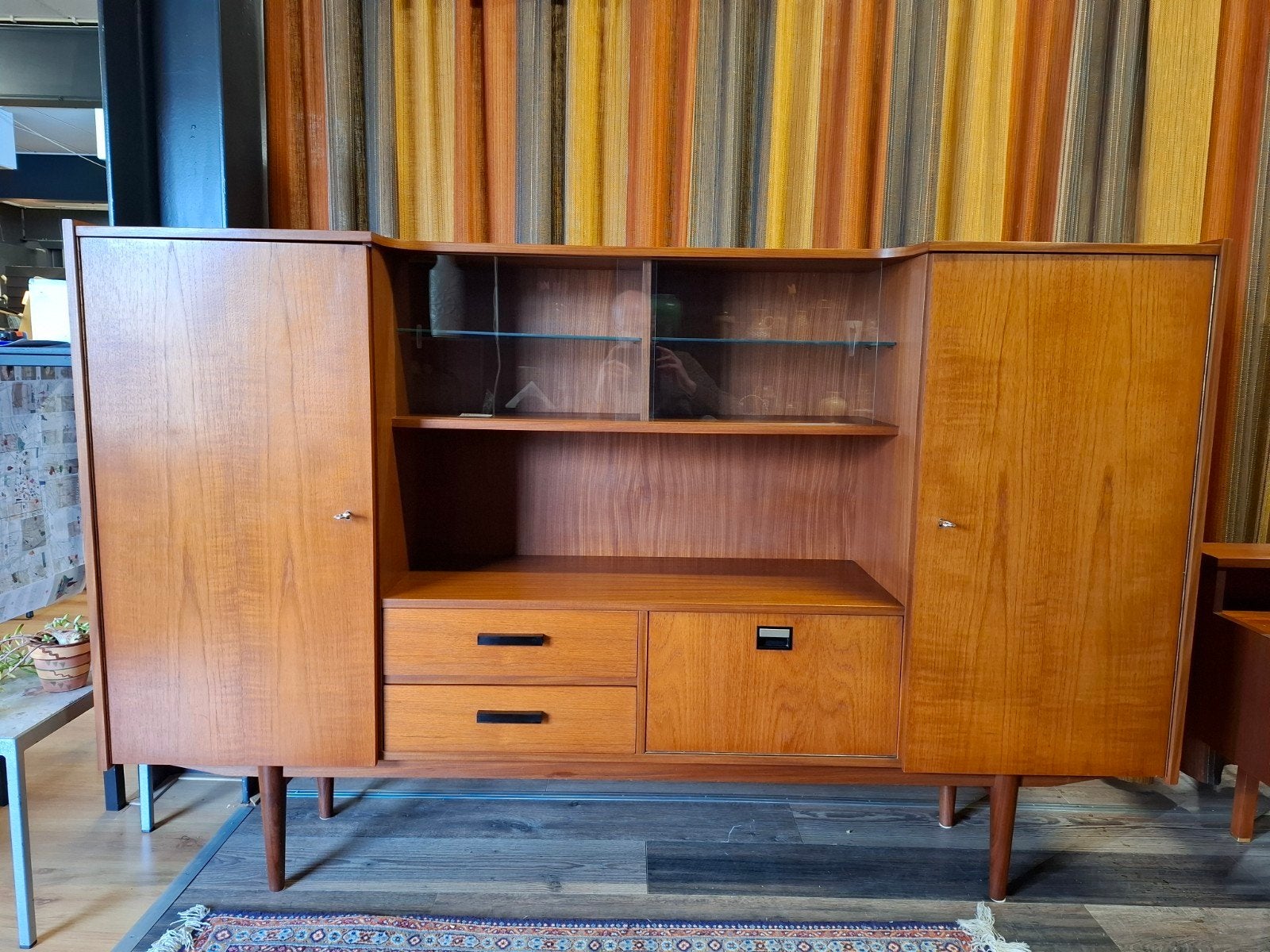 vintage highboard teak mid century design kast wandkast, Ophalen, Teakhout, 150 tot 200 cm, ...