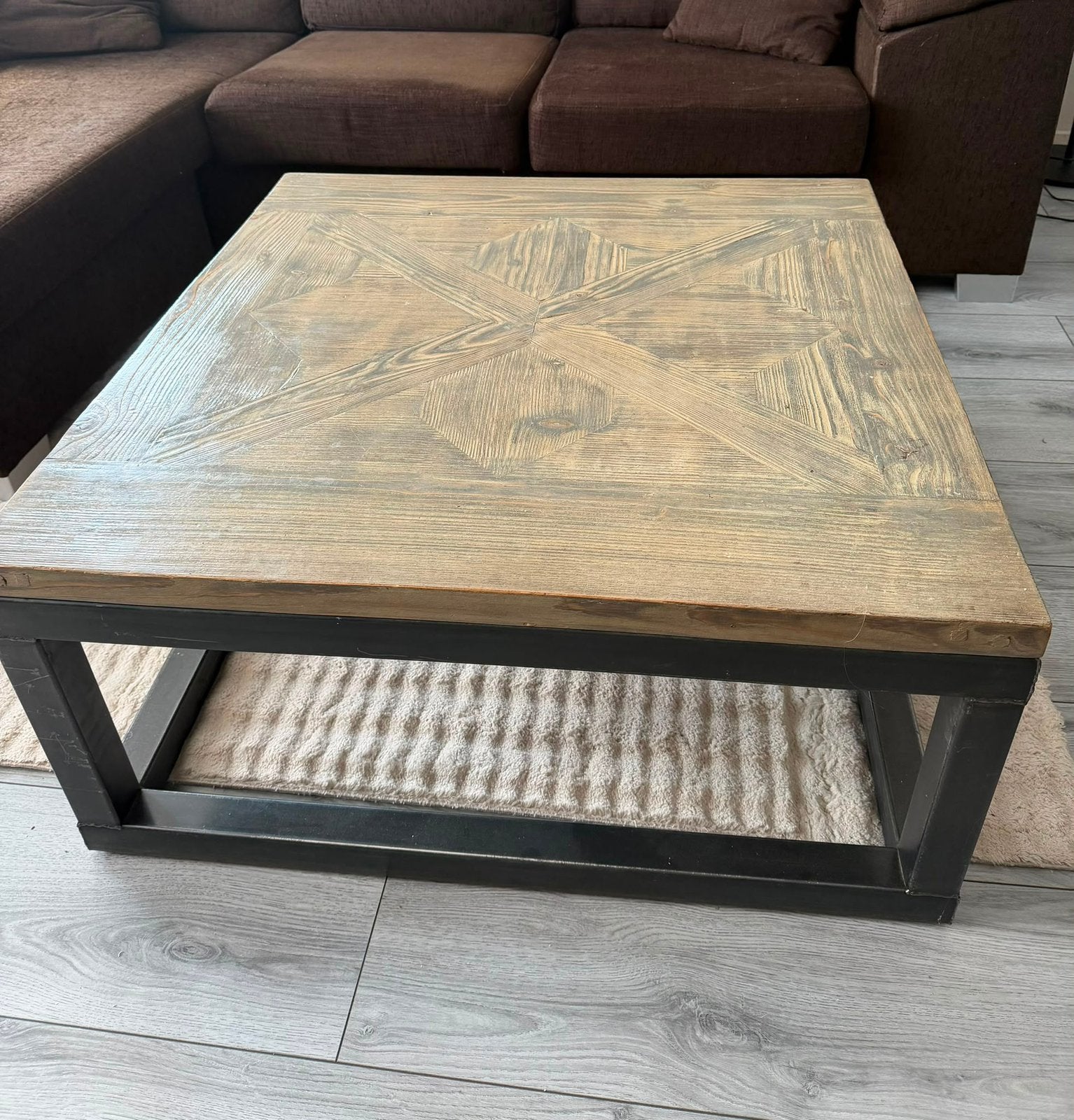 Vierkante robuurste salontafel, Ophalen, Zo goed als nieuw, Vierkant, 50 tot 100 cm