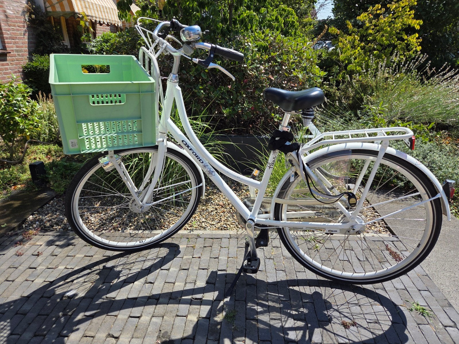 Witte damesfiets met voordrager en krat, 50 tot 53 cm, Ophalen, Gebruikt, Overige merken