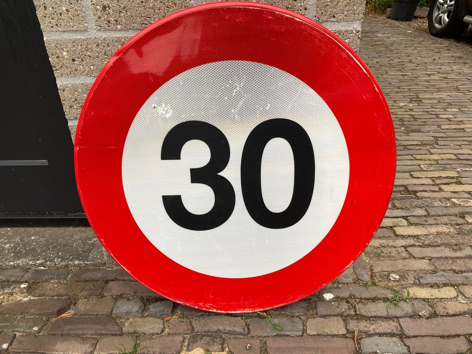 Groot origineel aluminium verkeersbord - max 30 km - 70 cm, Ophalen, Gebruikt