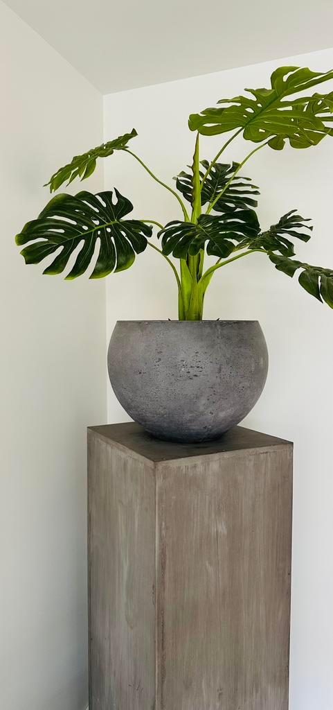 Zuil taupe grijs beton look grote pot en monstera kunstplant, Huis en Inrichting, Woonaccessoires | Zuilen en Pilaren, Ophalen