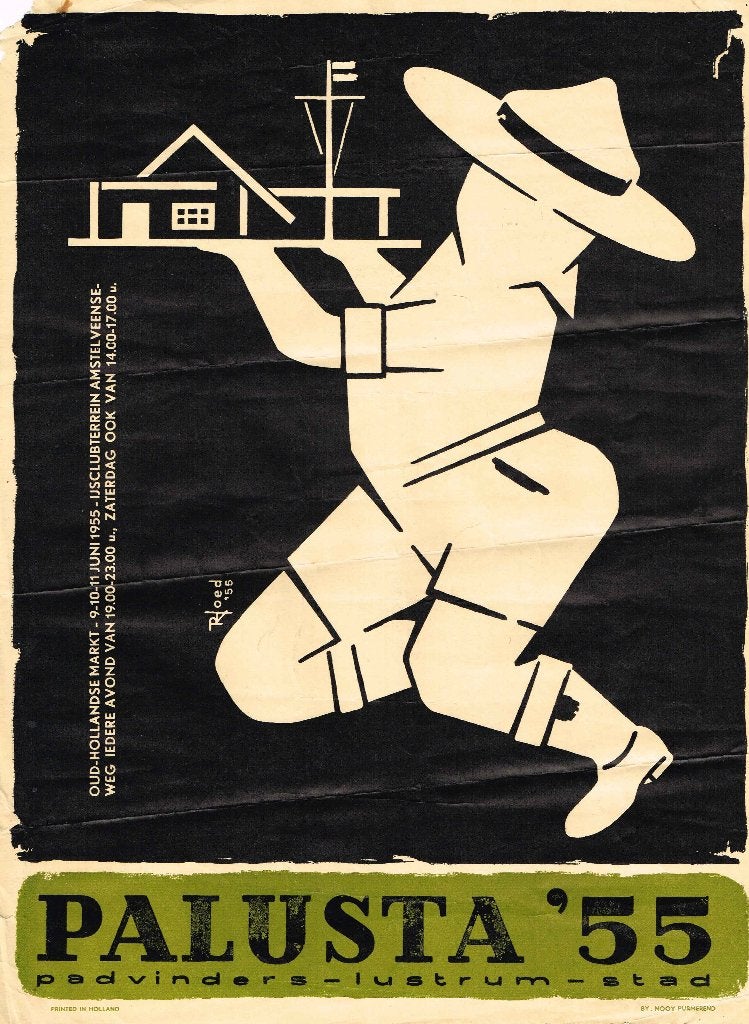 Scouting poster PALUSTA'55 Padvinders-Lustrum-Stad Amsterdam, Ophalen of Verzenden, Gebruikt, Overige typen
