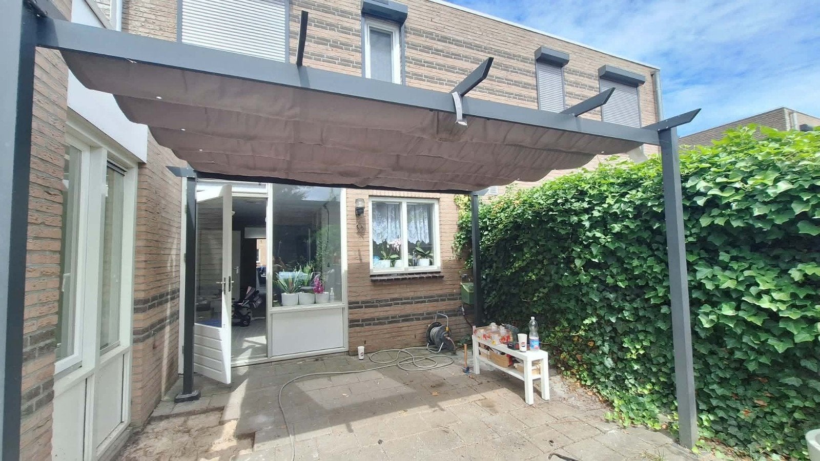 Aluminium Pergola 4 x 3 meter  met uitschuifbaar doek, Tuin en Terras, Ophalen, Gebruikt, Tuinpaviljoen