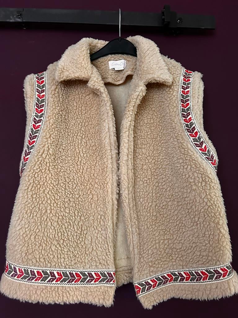 Cotton Club Teddy Gilet M/L, Kleding | Dames, Bodywarmers, Ophalen of Verzenden, Zo goed als nieuw, Maat 38/40 (M), Beige