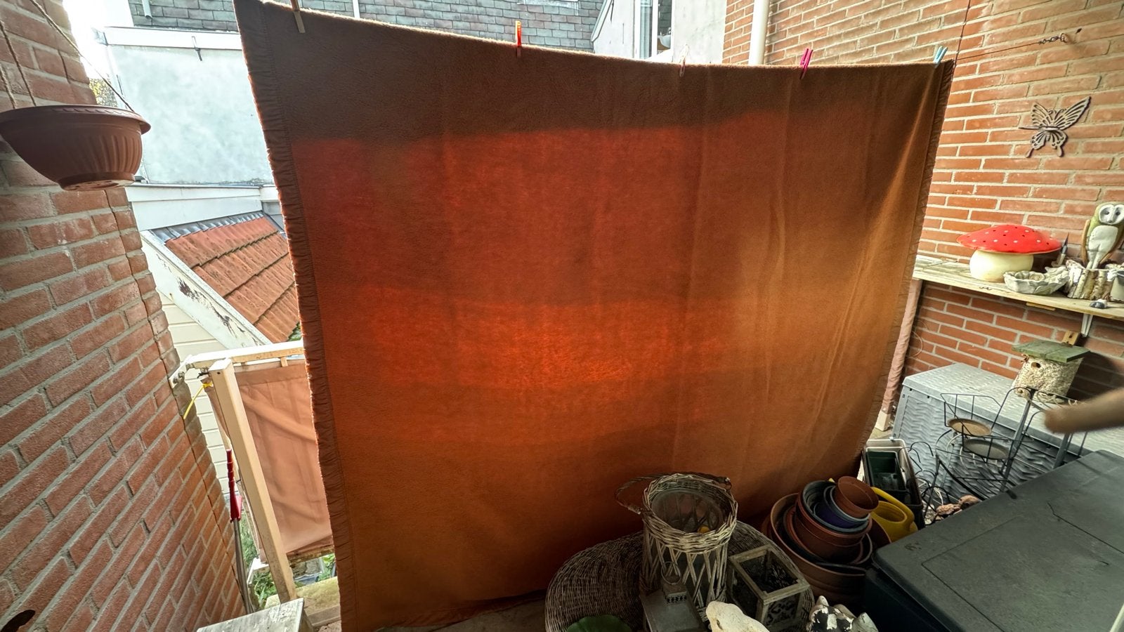 Groot wol dralon terra terracotta bruin deken 2.20 x 2.20, Huis en Inrichting, Bruin, Vierkant, 200 cm of meer, Ophalen of Verzenden
