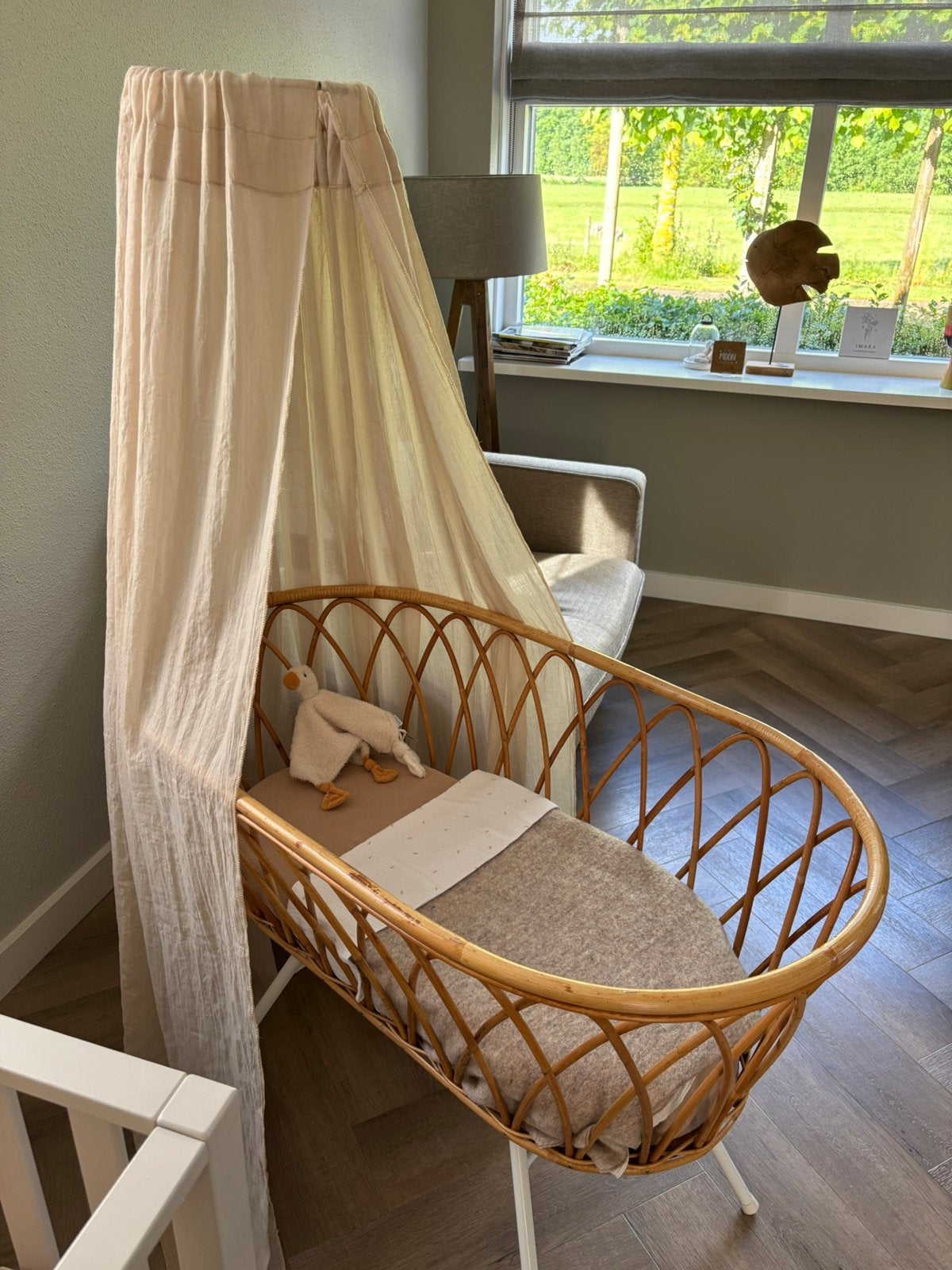 Rotan wieg met accessoires, Ophalen, Zo goed als nieuw, Wieg