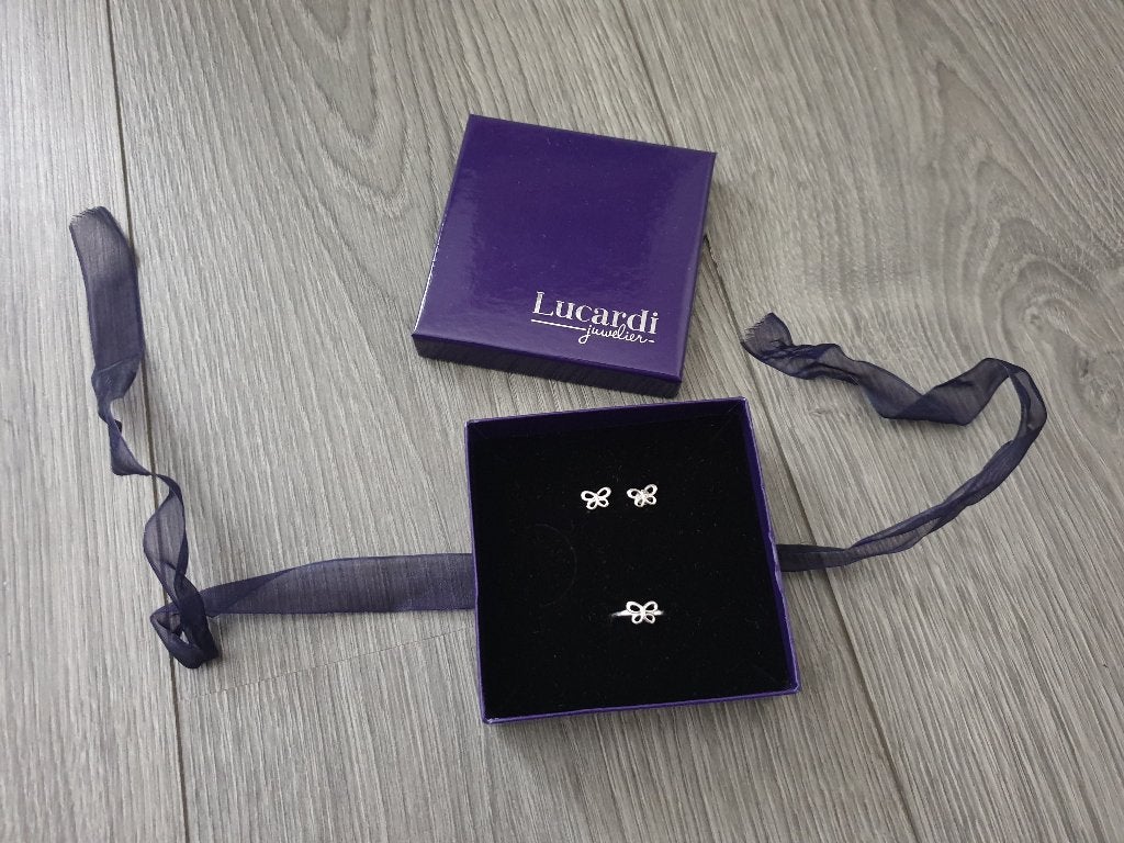 LUCARDI zilver setje vlinder ring maat 15 ~ SJ2604, Ophalen of Verzenden, Gebruikt, Zilver, Ring