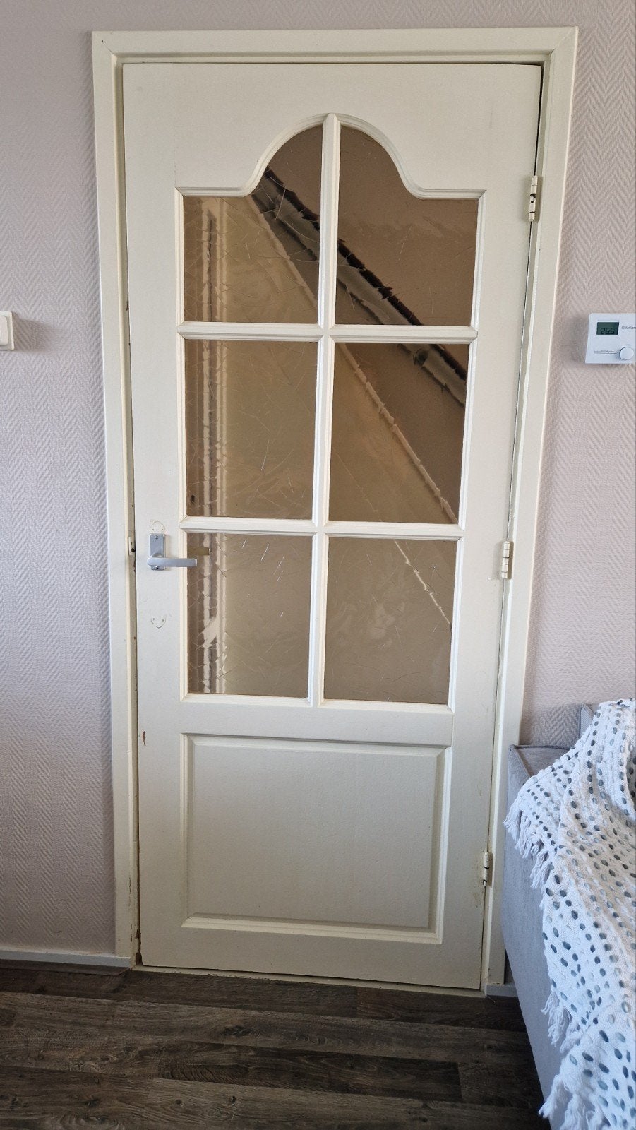 Opknapper binnendeur met glas 201x82 cm, Ophalen, Gebruikt, 80 tot 100 cm, Binnendeur