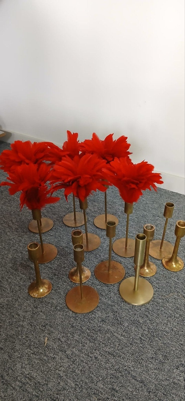 Kandelaars met bloemen, Antiek en Kunst, Ophalen, Koper of Brons