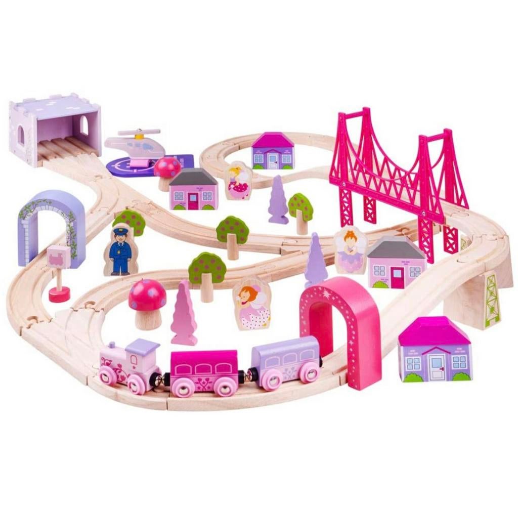 Bigjigs-Elfen stad trein set+Houten uitbreidingsset., Ophalen of Verzenden, Zo goed als nieuw