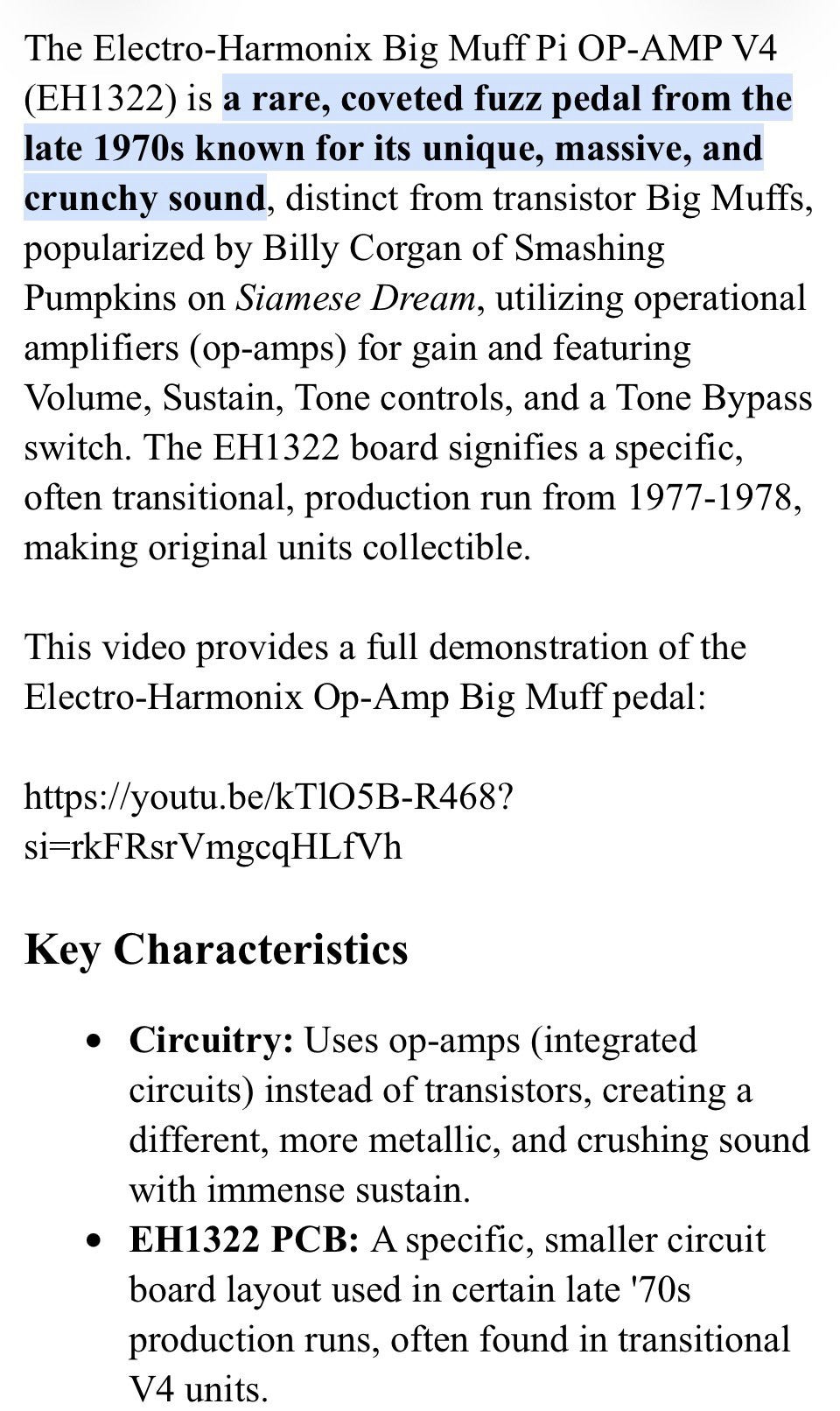 EHX Big Muff Pi (EH1322) V4 (1978) Billy Corgan, Ophalen of Verzenden, Gebruikt, Distortion, Overdrive of Fuzz