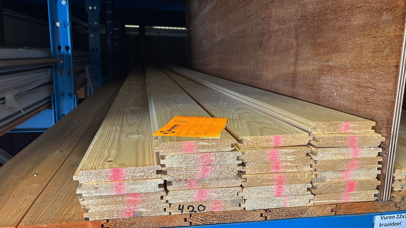 Vuren B 22x125mm 420cm met 1-zijdige velling, 23 stuks, Ophalen, Minder dan 25 mm, Nieuw, Plank