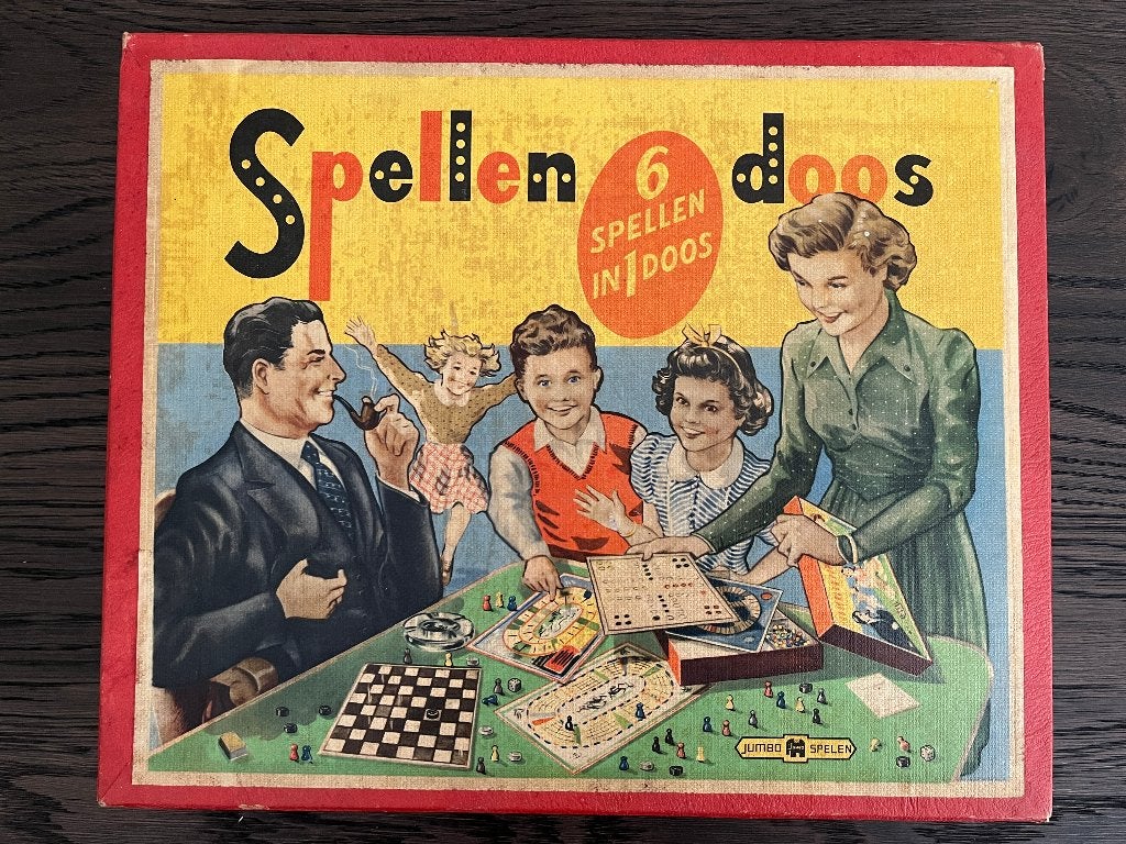 Jumbo 6 spellen in 1 doos - uitgave 1955, Ophalen of Verzenden, Zo goed als nieuw
