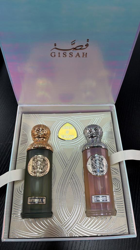 Luxe parfumset Gissah Legend of Valleys (2x90ml) – Nieuw, Ophalen of Verzenden, Zo goed als nieuw