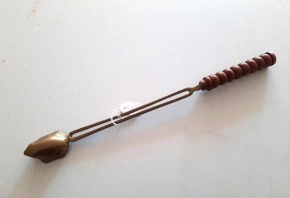 Vintage Messing Kaarsendover met Kikker – Houten Handvat, Ophalen of Verzenden