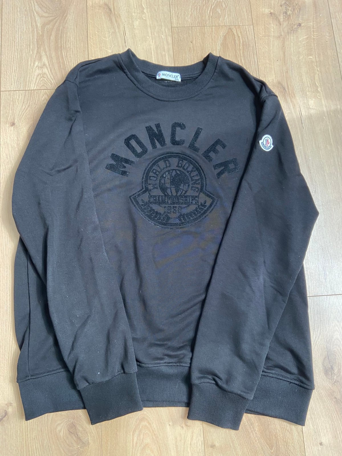 Zwarte Moncler Sweater - Maat XXL (Valt kleiner uit!), Ophalen of Verzenden, Gedragen, Maat 56/58 (XL), Zwart
