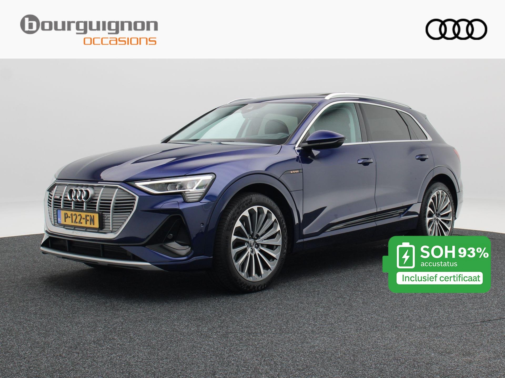 Audi e-tron 50 quattro S Line 71 kWh 313 Pk | Panoramadak |, Auto's, Audi, Automaat, Dealer onderhouden, 71 kWh, Blauw