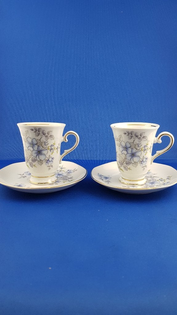 Bavaria Tischenreuth kop en schotel, wit blauwe bloem x2 6A2, Tweedehands verkoop, Tweedehands verkoop, Gebruikt, Ophalen of Verzenden